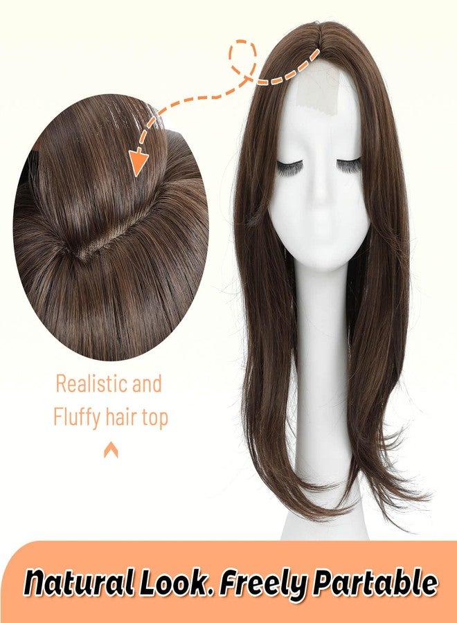 Ms Taj 18 Inch Hair Topper for Women with Thinning Hair - 6.5"X6.5" Long Layered Synthetic Hair Pieces - Fiber Wiglets for Ladies(12/4A) - Image 3